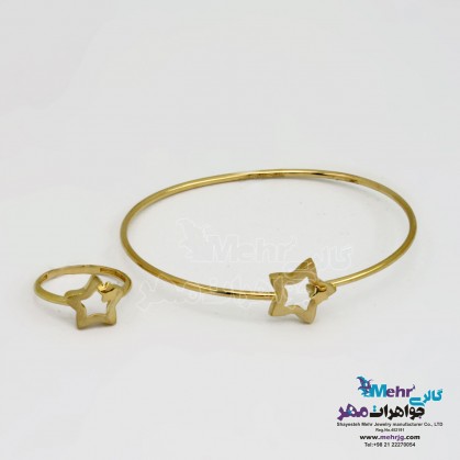 نیم ست طلا - دستبند و انگشتر - طرح ستاره-SS0445